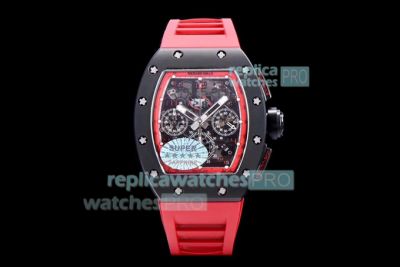 KV Factory Richard Mille RM 011 Automatic Flyback Chronograph Carbon Watch Red Rubber